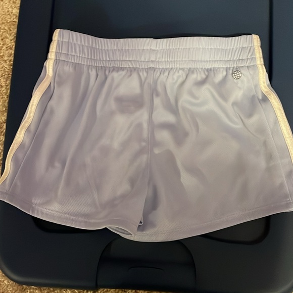 Girls Adidas soccer shorts black & white stripes purple & white stripes - Picture 5 of 9